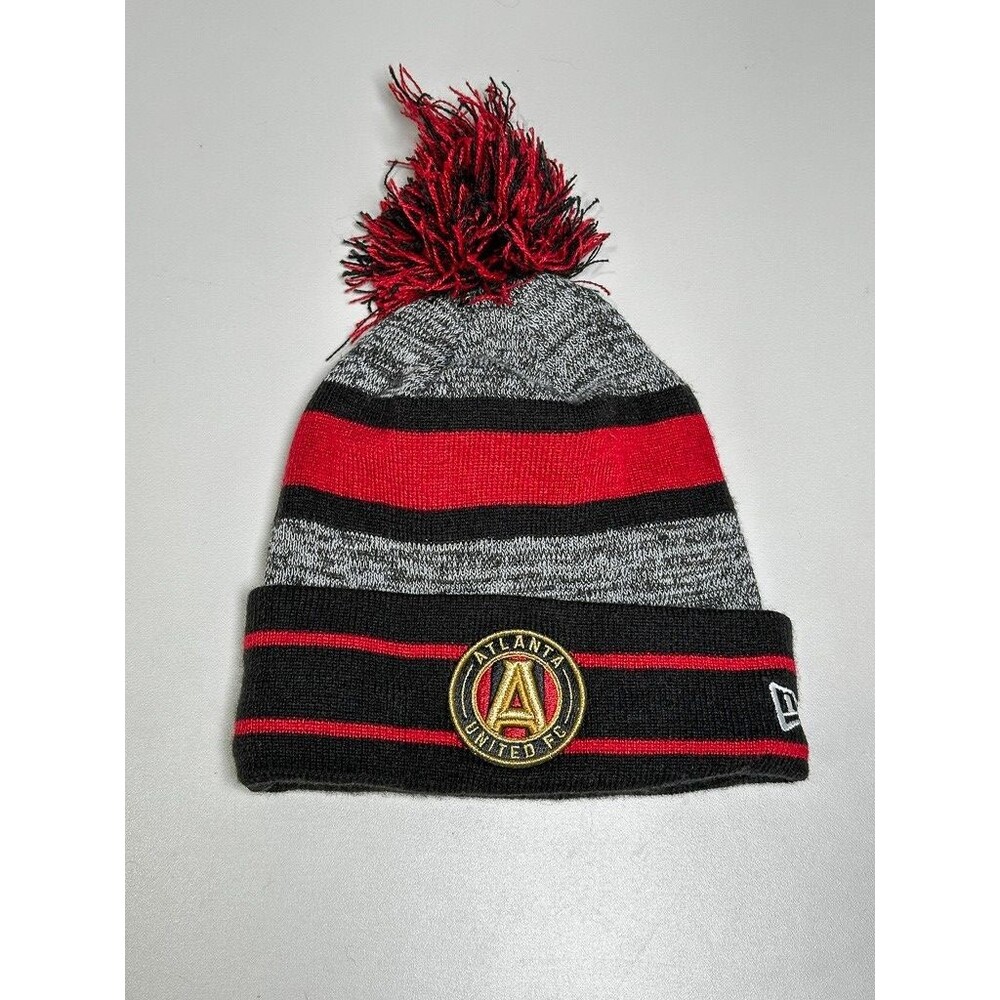 Atlanta United FC Beanie Hat – New Era MLS Knit Pom Winter Cap Black Red Gold
